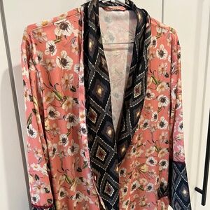 sz M Silky Bed To Brunch Floral Print Robe